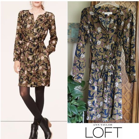 LOFT Dresses & Skirts - LOFT Boho Floral Tie Waist Shift Dress w pockets!